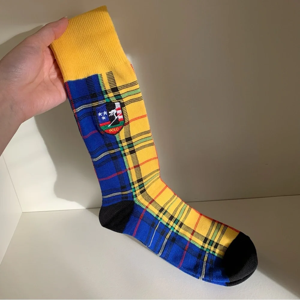 NWOT Special Ralph Lauren ski club long socks embroidered plaid